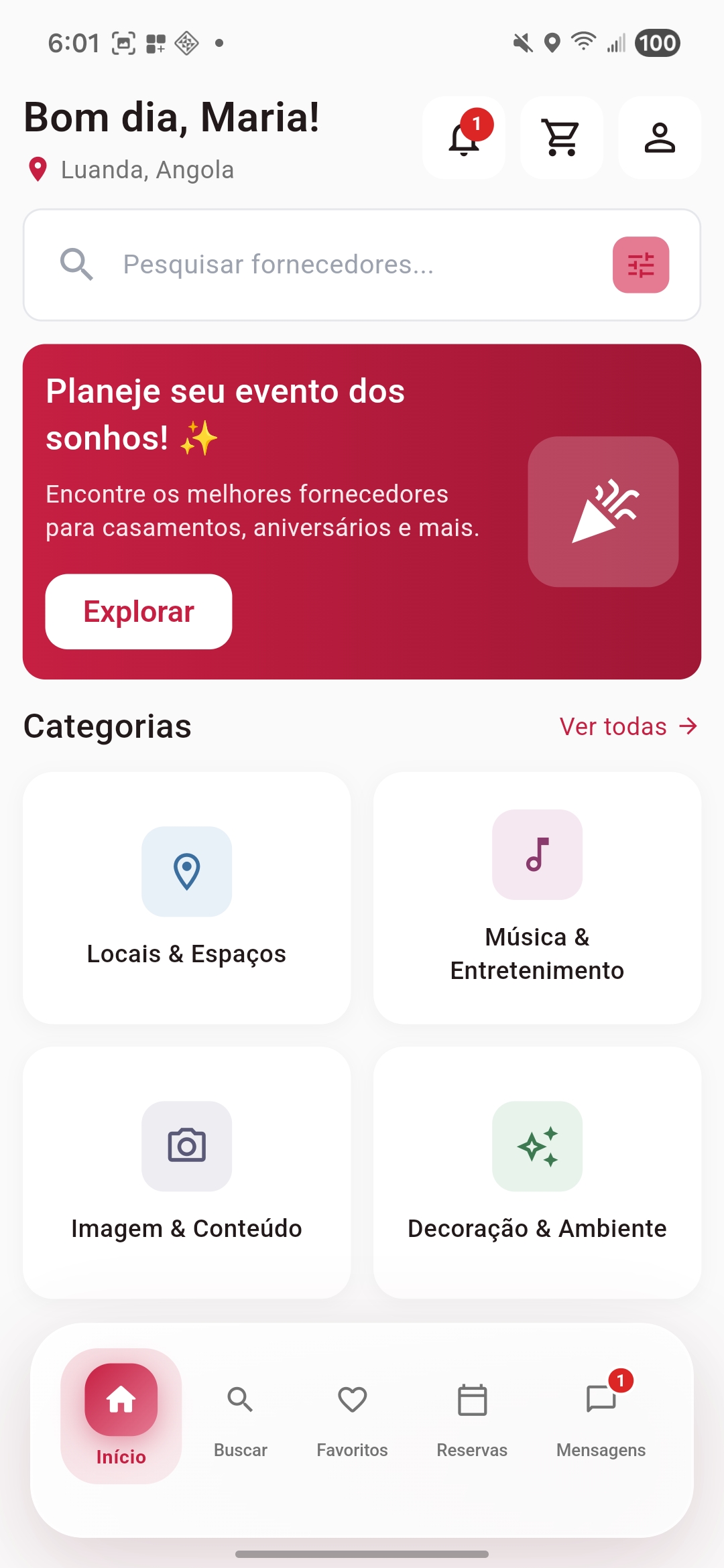 BODA Connect - Ecrã Inicial